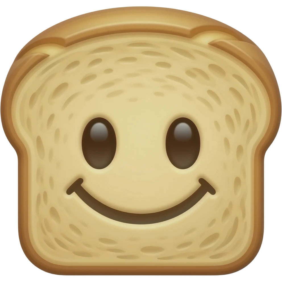 upside down bread with smiley face emoji