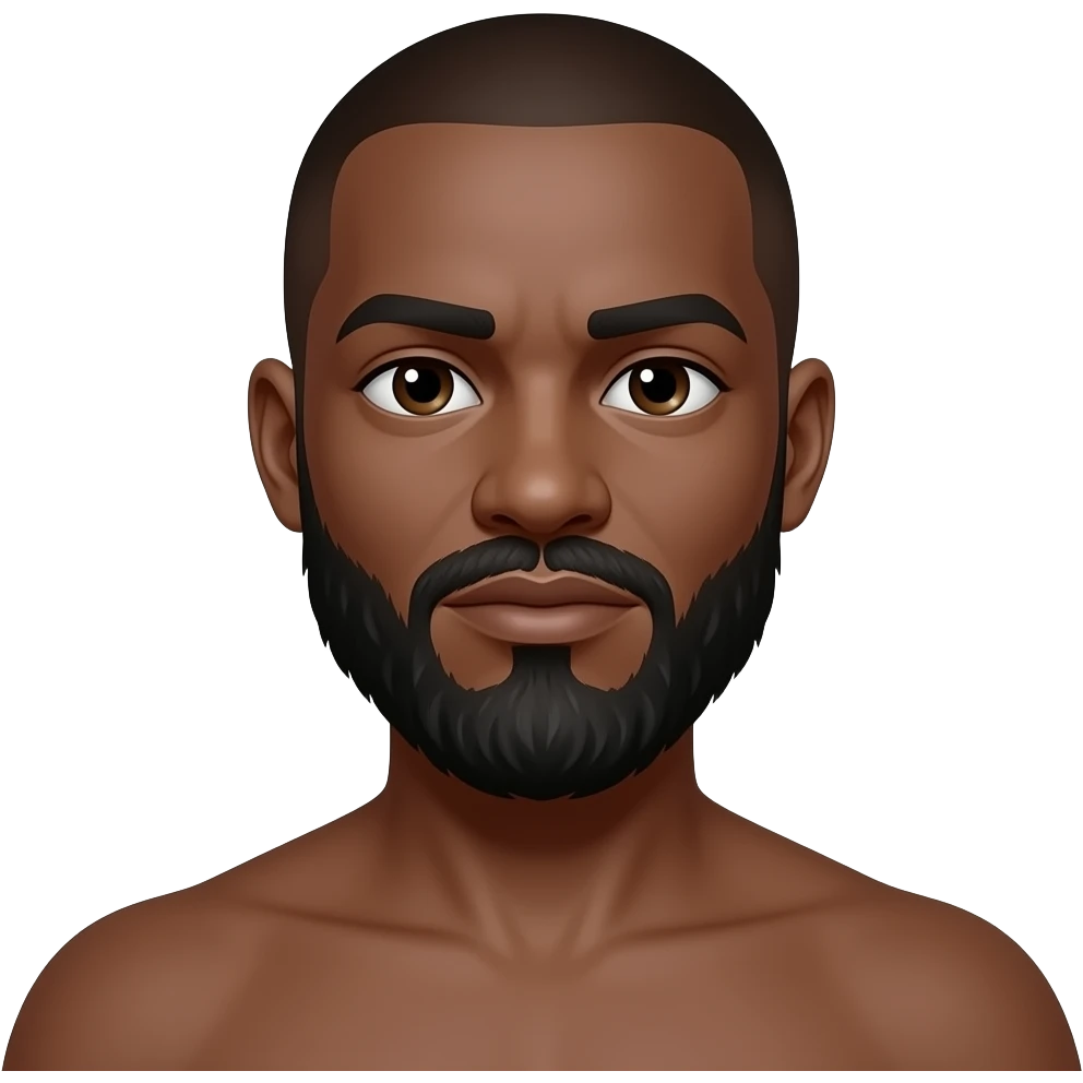 Create a light black guy with a bald head and a beard and mustache doing the shrug emoji