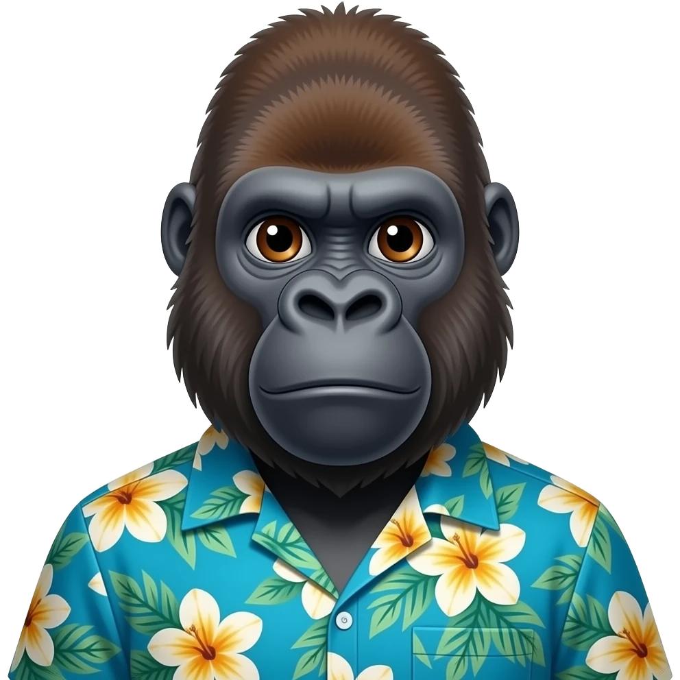 bust shots of a gorilla in hawaiian shirt emoji