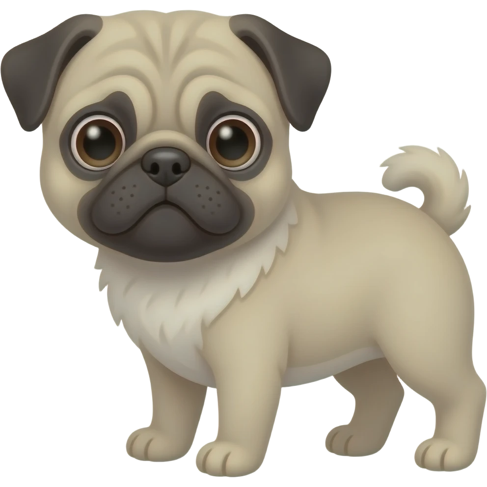 kawaii grey fur pug dog emoji