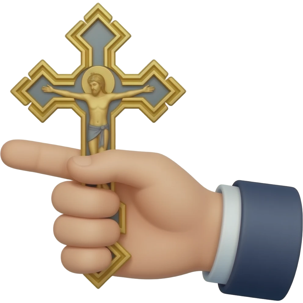 Hand holding Greek Orthodox cross emoji