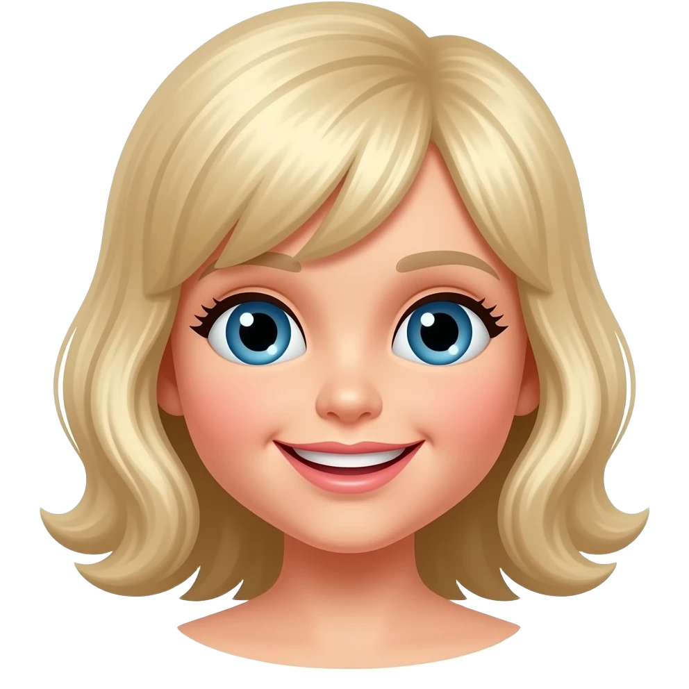 Muñeca blanca rubia de risos emoji