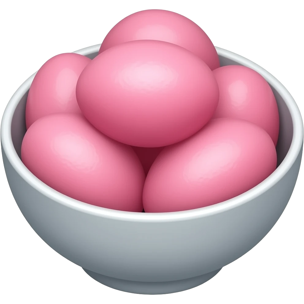 한국식 떡. 연한 핑크색, 동그란 모양, 그릇에 담긴 emoji