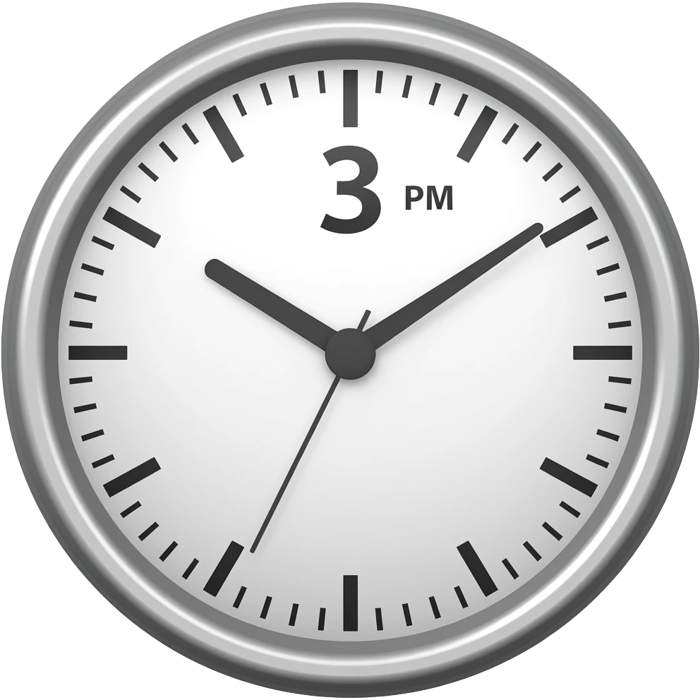 clock PM 3 emoji