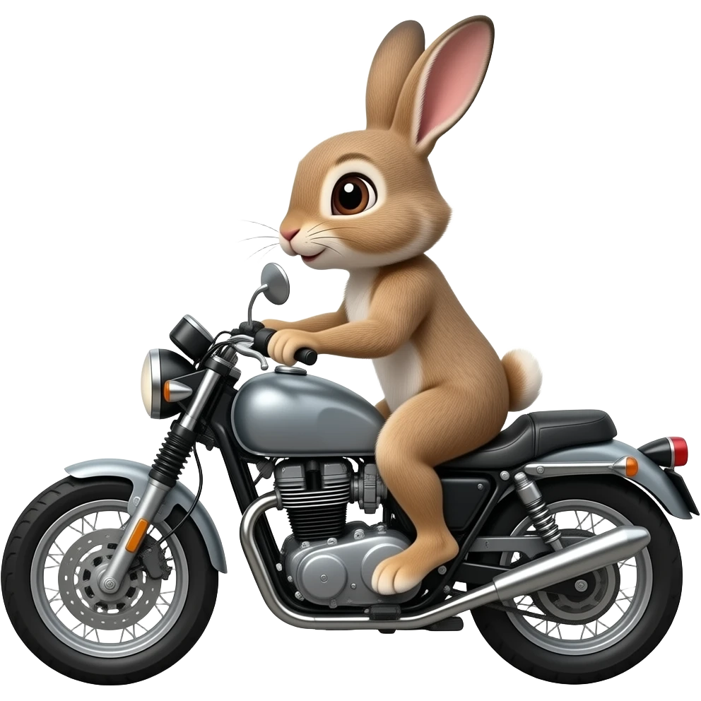 каричневое животное с большими ушами и с ниским ростом на мотацыклклее emoji