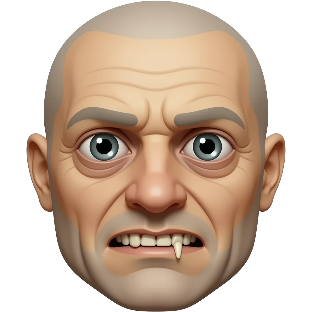 The most hideous face that looks like it got it with a shovel and is imbred with messed up eyes,disgusting few teeth,gross nose emoji