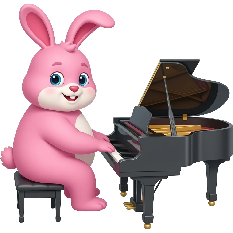 chubby pink bunny playing clavinova emoji