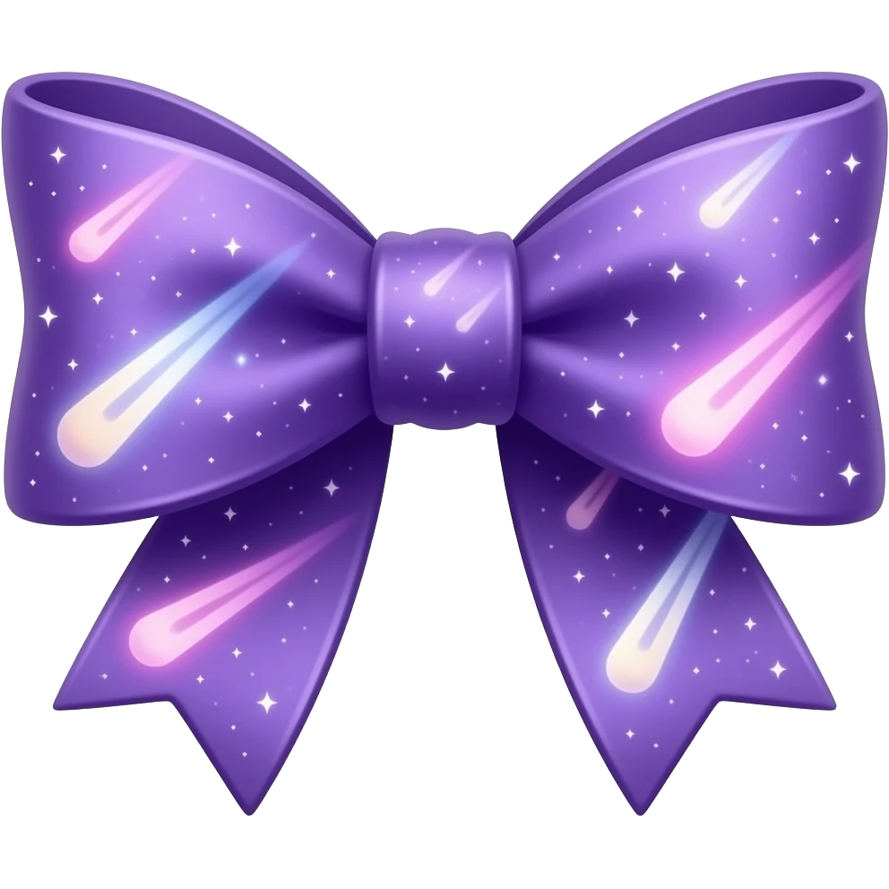 Galaxy purple bow with comets emoji