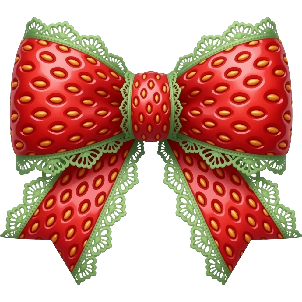 Strawberry bow with green lace emoji