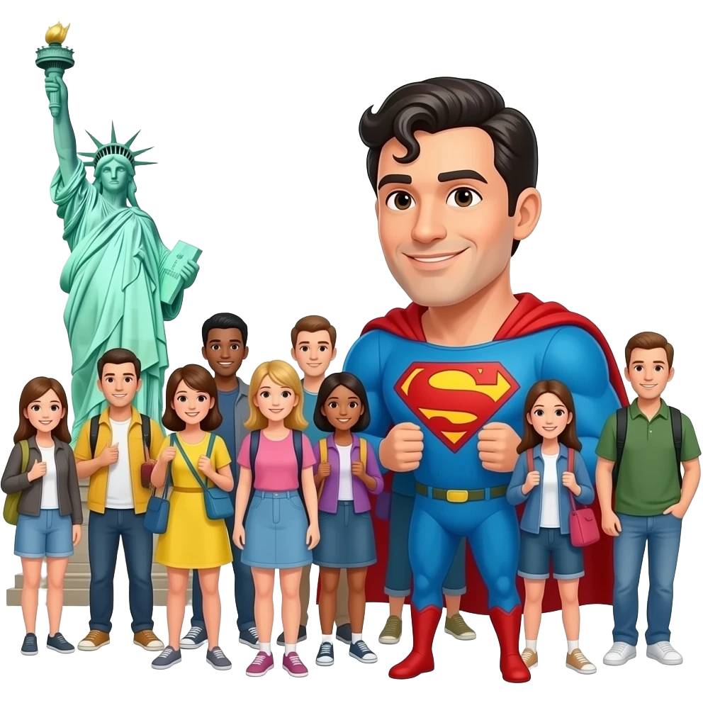 superman with other people is on a guided tour in new york emoji
