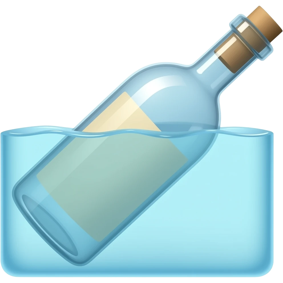 message in a bottle floating at sea emoji