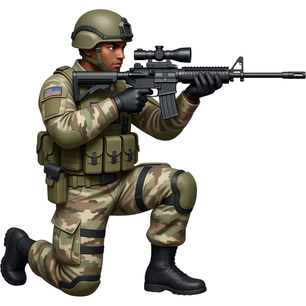 black army soldier kneeling with sniper emoji