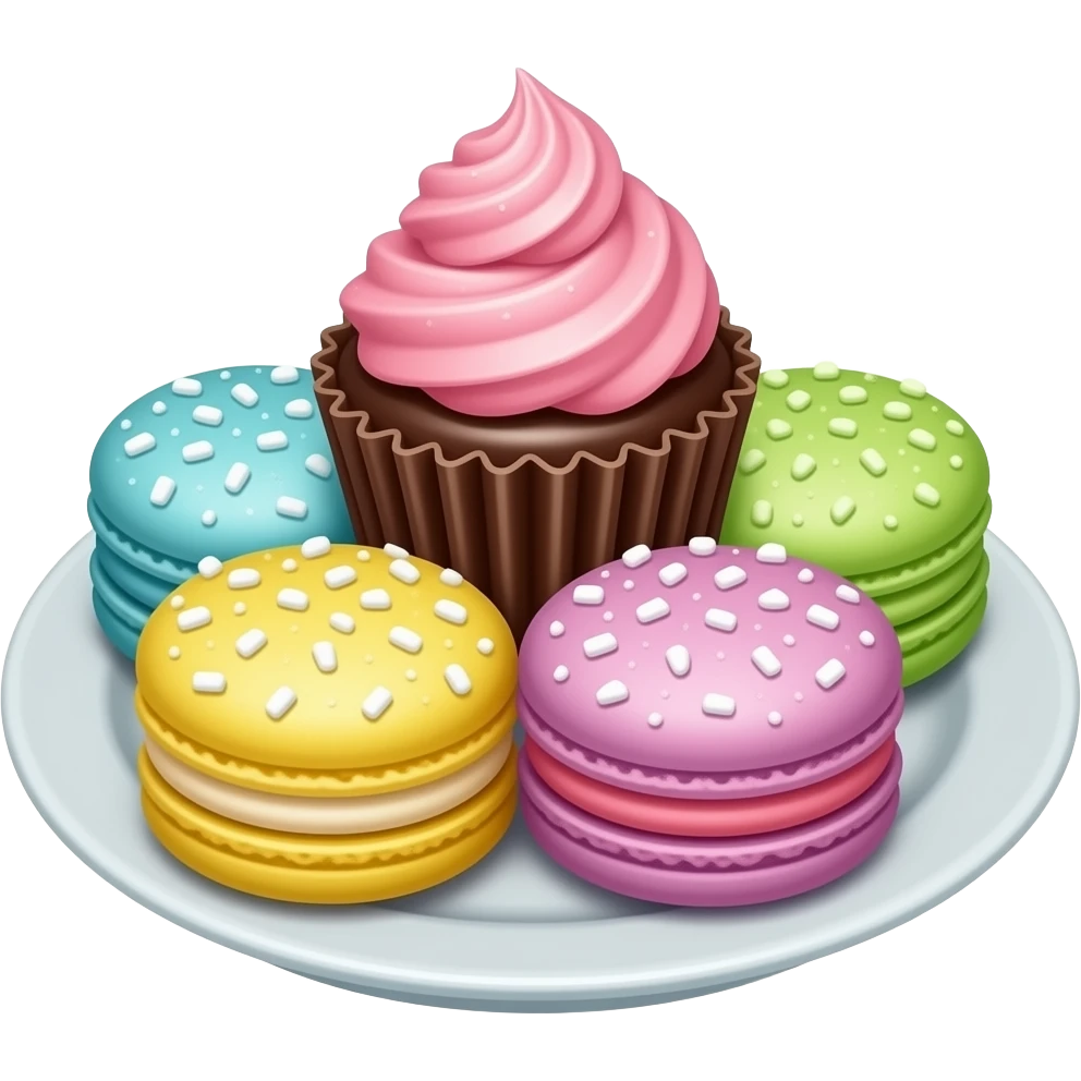 plate of macarons and a little cake emoji