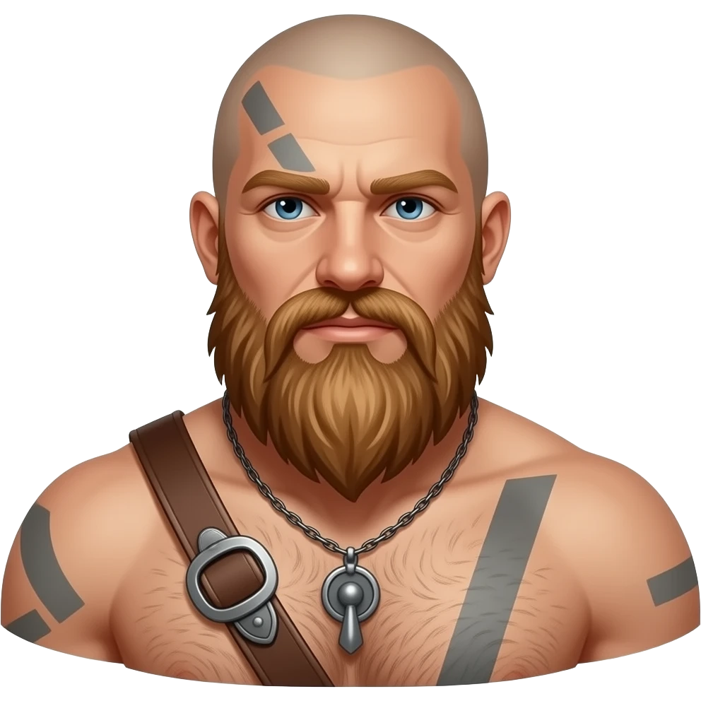 Vikinger mit maskulinen behaarten Oberkörper und Axt emoji
