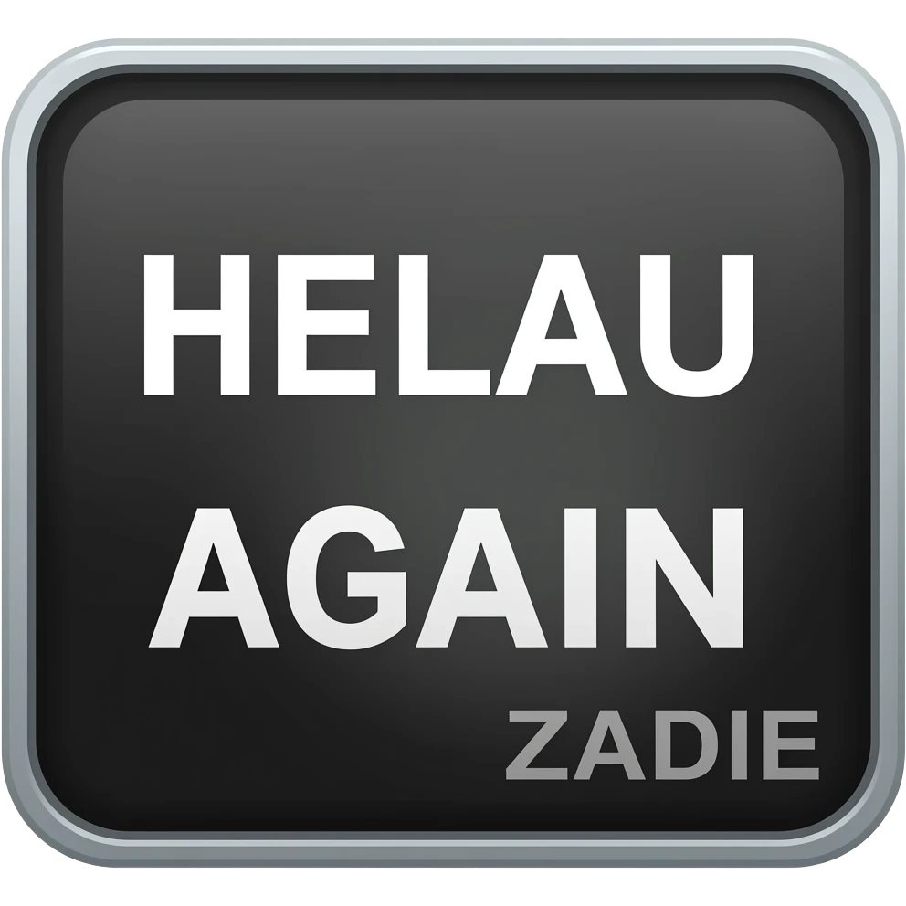 a black sign with ZADIE written on it on the right corner and with HELAU AGAIN written on it emoji