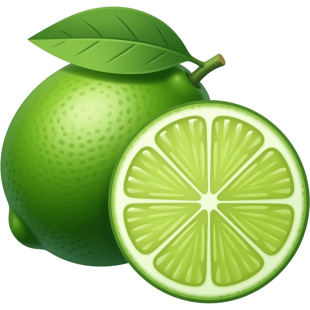 whole and sliced Lime emoji