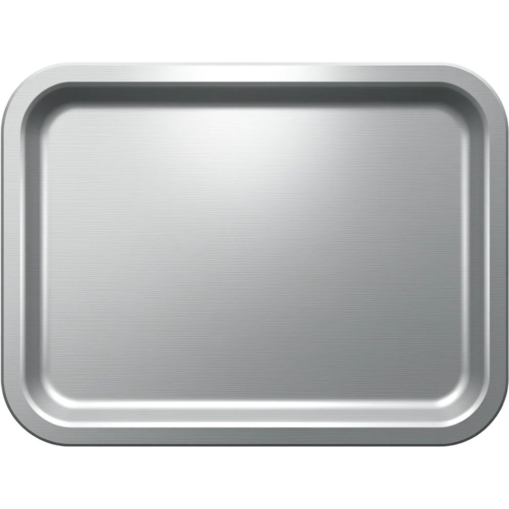 "Brushed silver metal plate with flat rectangular geometry, linear grain textures, sharp edges, and a polished industrial appearance." emoji
