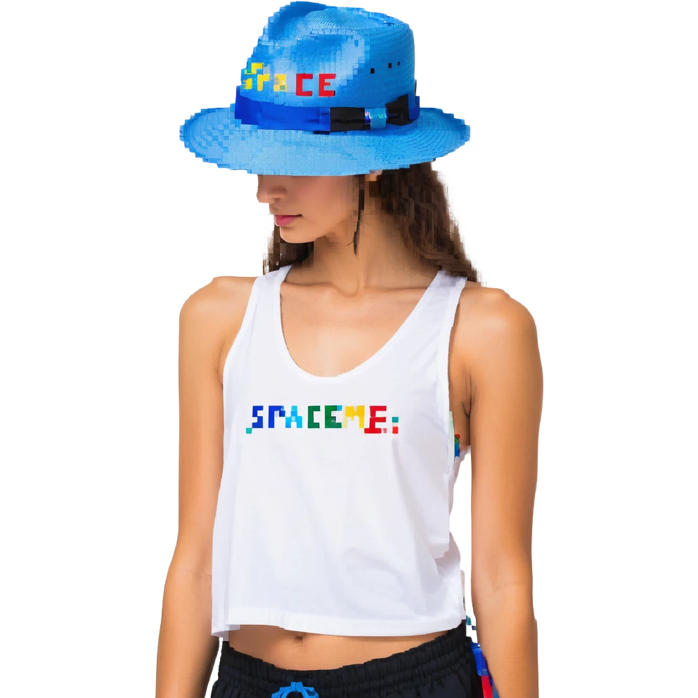 Синяя спортивная панамка со шнурком и надписью SPACEME, no background emoji