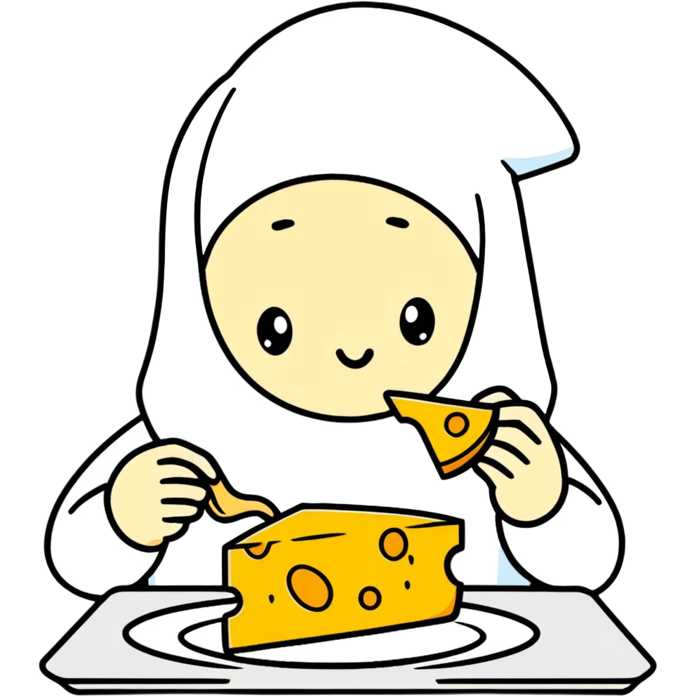 Cheese eating a human emoji