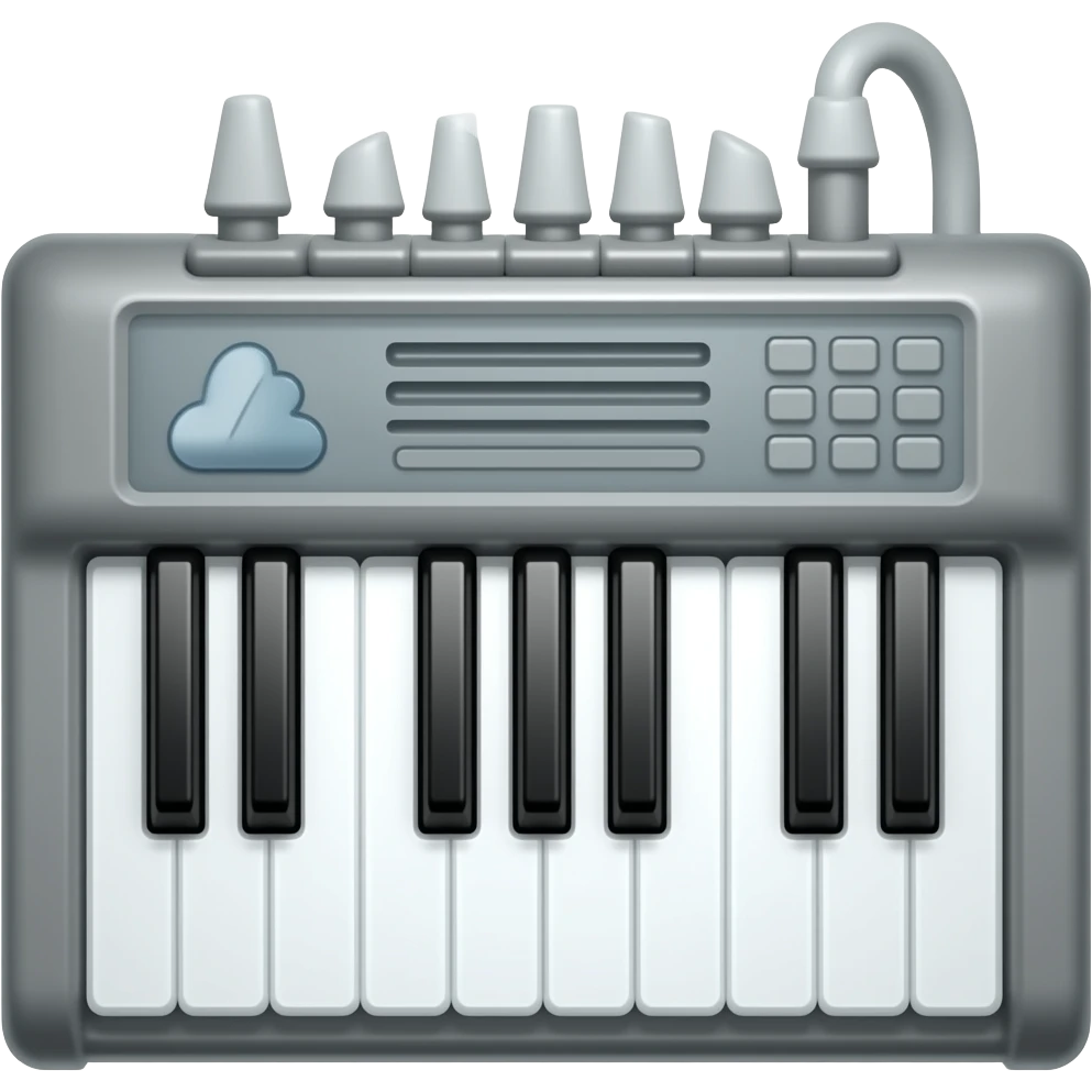 combination of electric keyboard and report, addint to cutest feeling emoji
