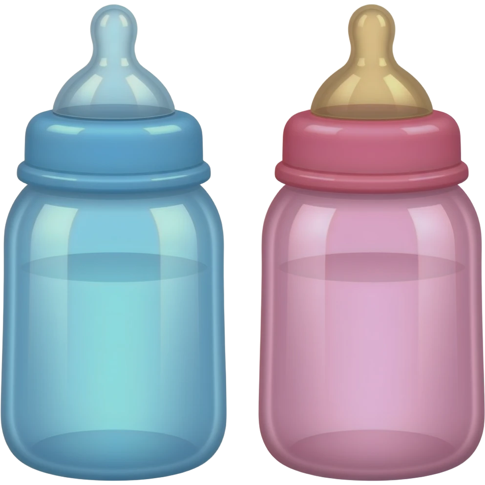 Blue and pink baby bottles emoji