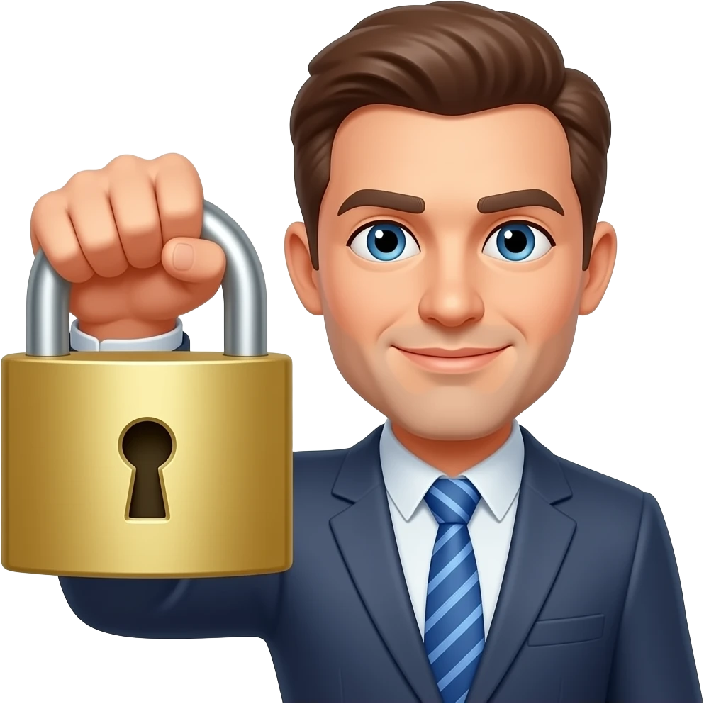 man holding very big lock in hand closeup emoji