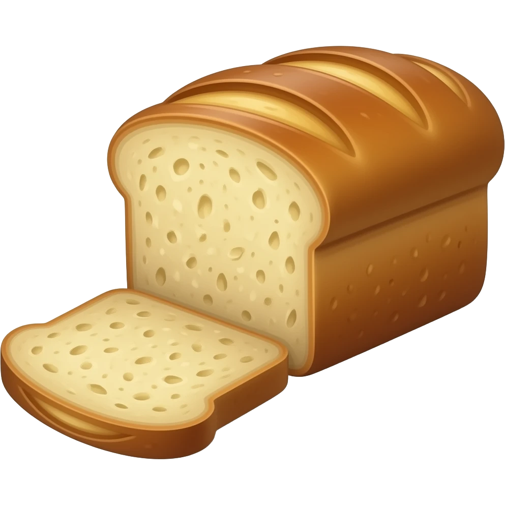 Bread loaf and one slices It relies on bread realism emoji