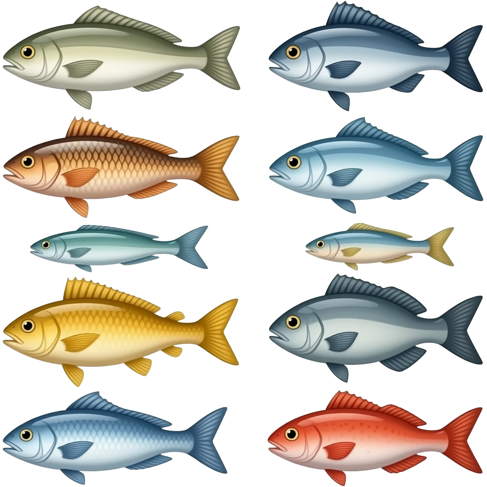 many type fish emoji