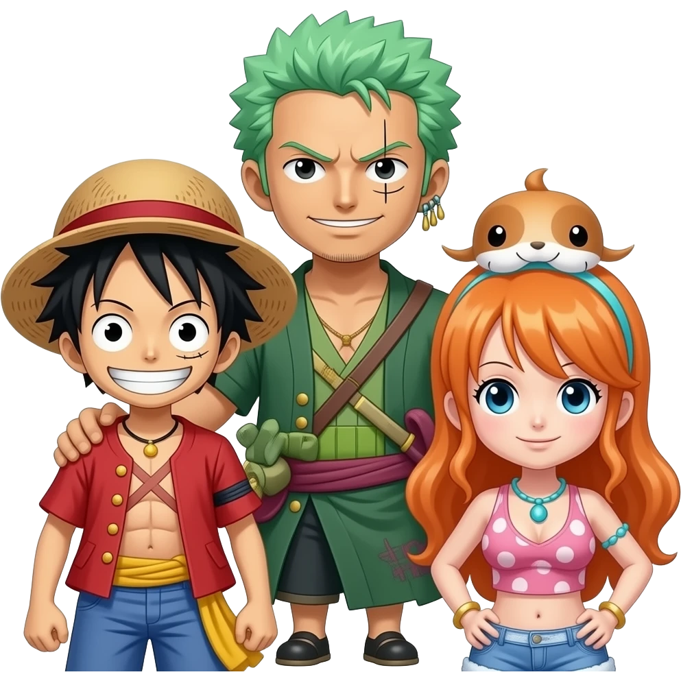 luffy con zoro y nami emoji