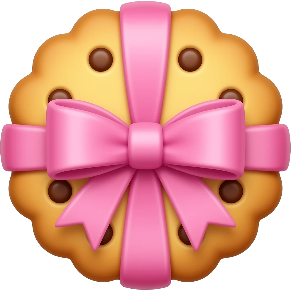 Cookie avec un ruban rose emballé emoji