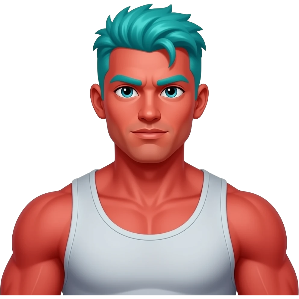 strong man with red skin and turquoise hair emoji | AI Emoji Generator
