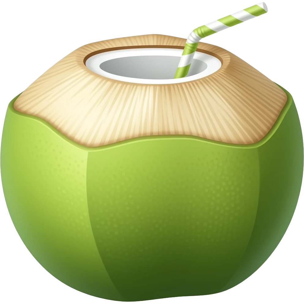Green coconut open at top with a straw emoji