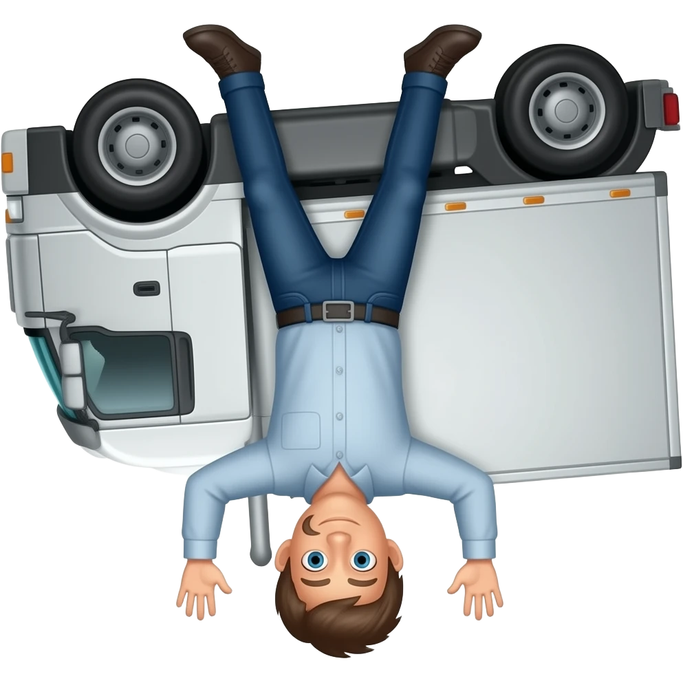 Truck driver flipped upside down emoji