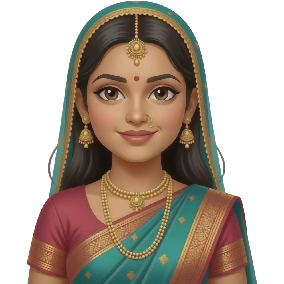 Traditional Indian fair women in saree emoji