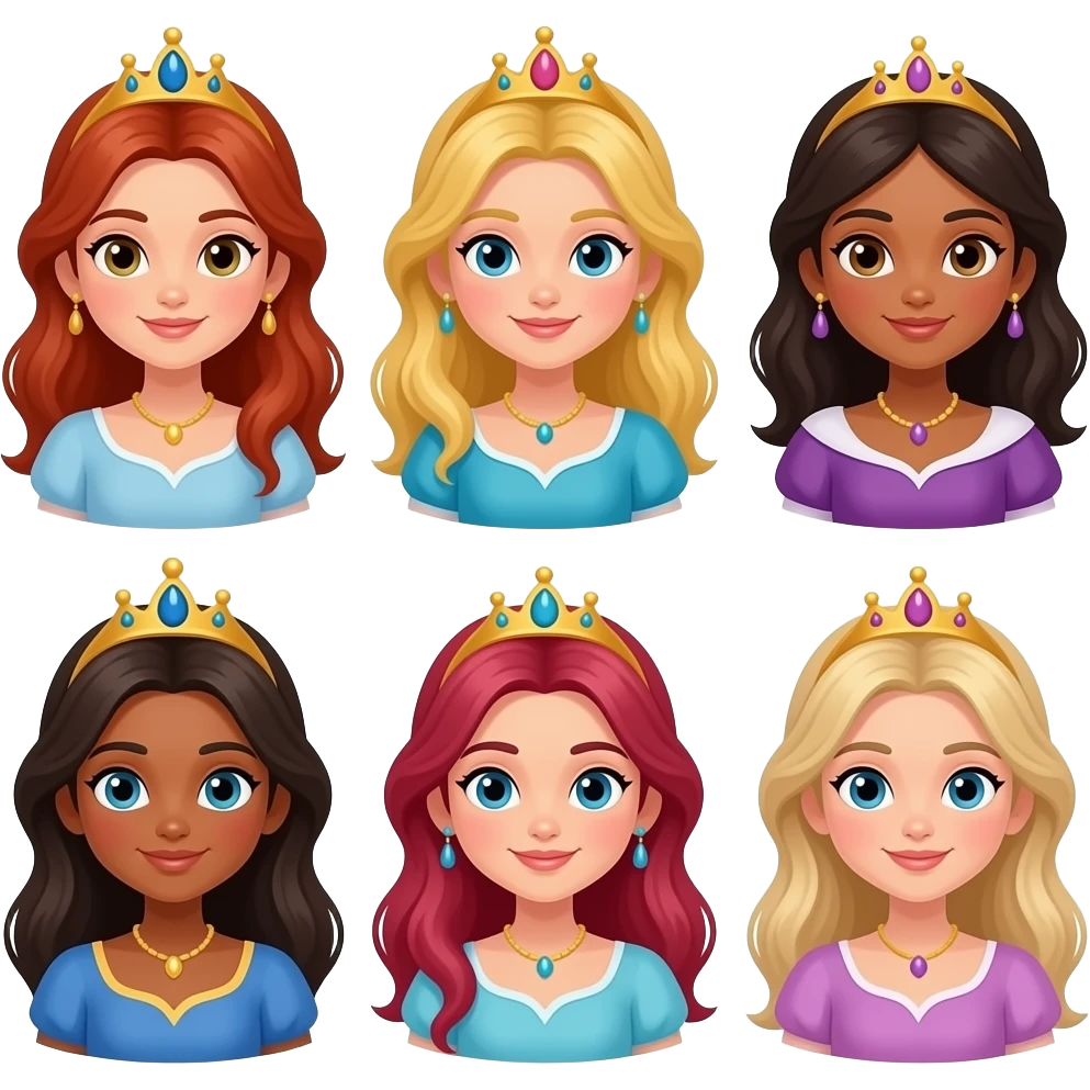 👸👸🏻👸🏼👸🏽👸🏾👸🏿 emoji