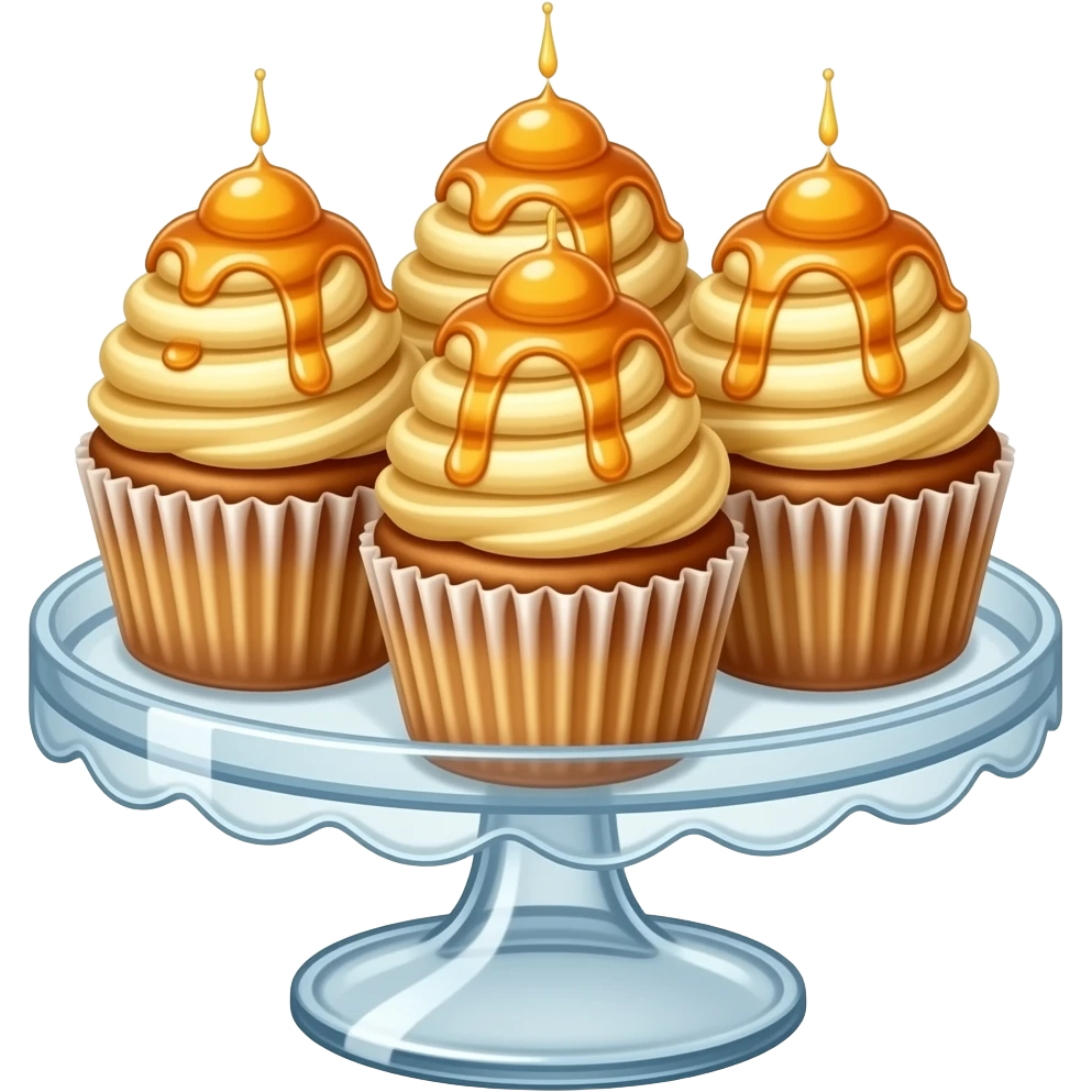 Cupcakes with pancakes as toppings on a cupcake stand emoji