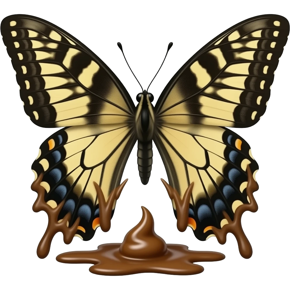 a butterfly exploding with poo emoji