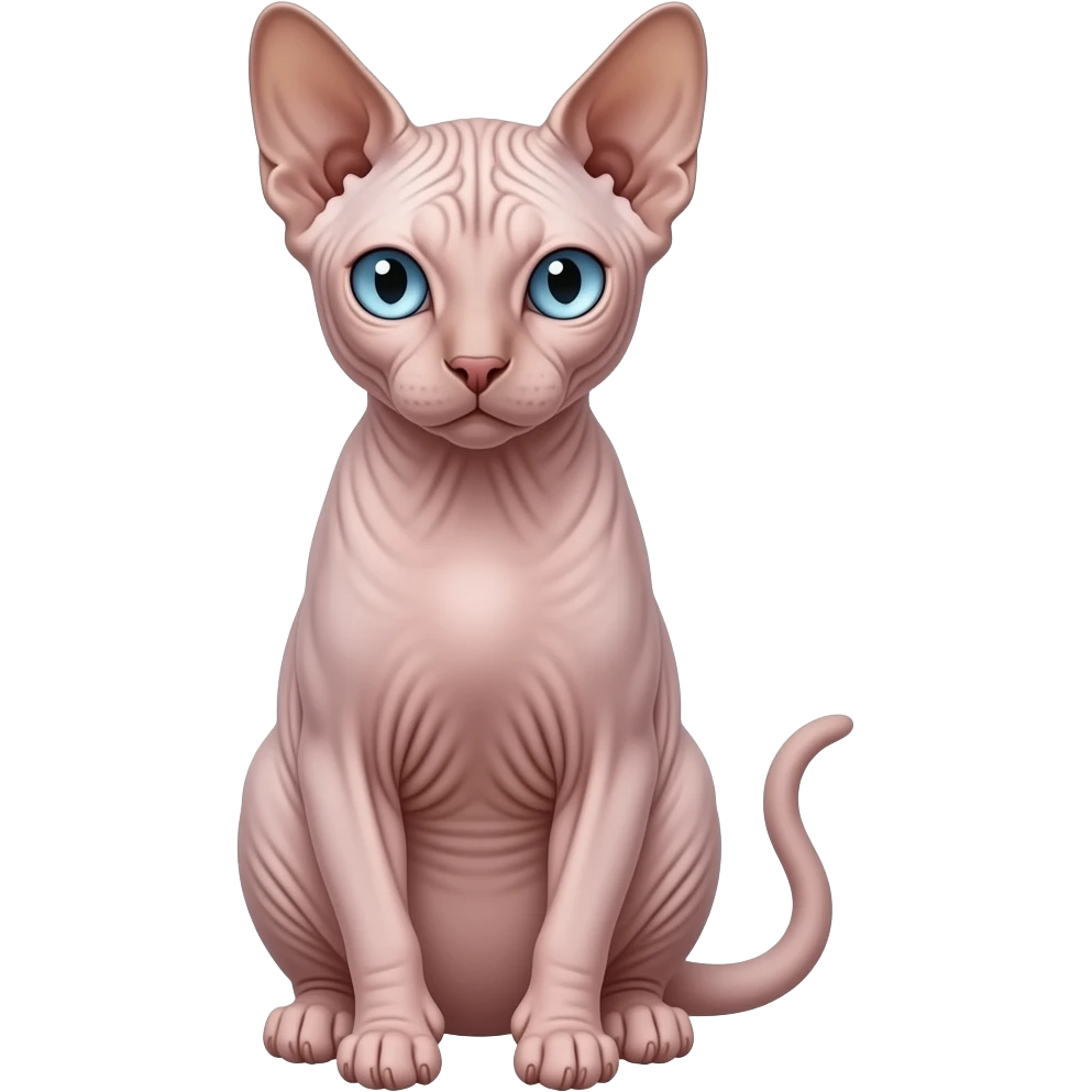 Pink Sphynx cat with blue eyes sitting emoji