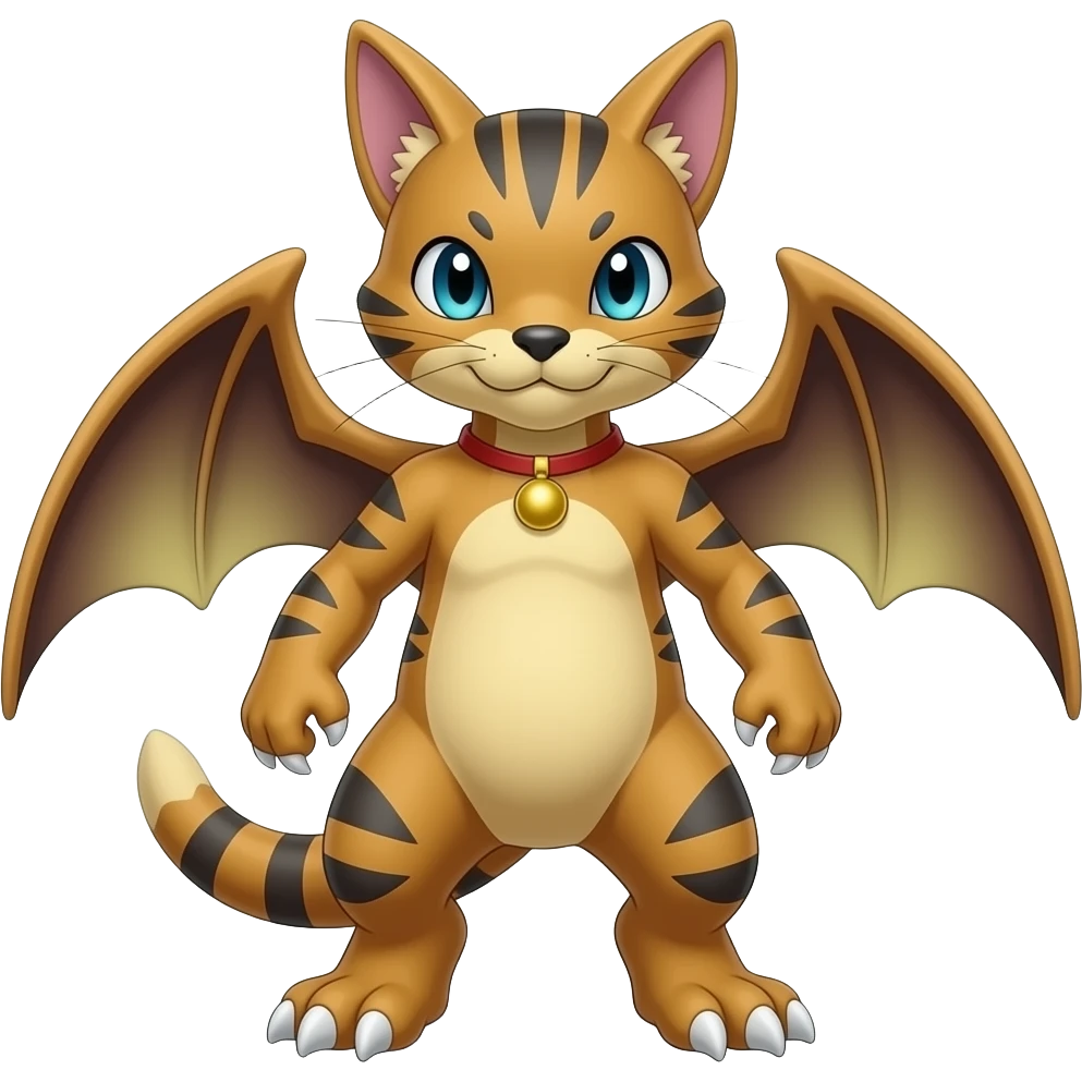 Cool edgy Torracat-Houndour-Digimon, full body emoji