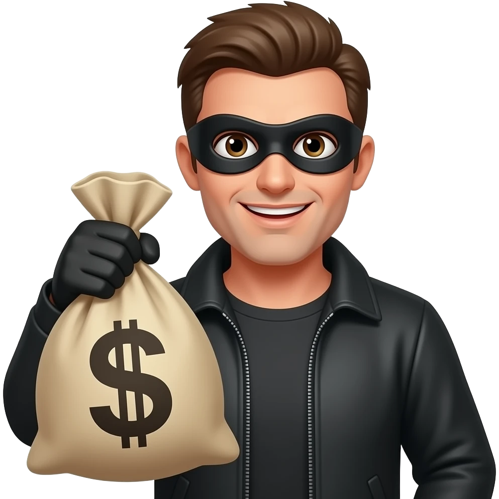 Create a robber emoji that is holding a money bag emoji