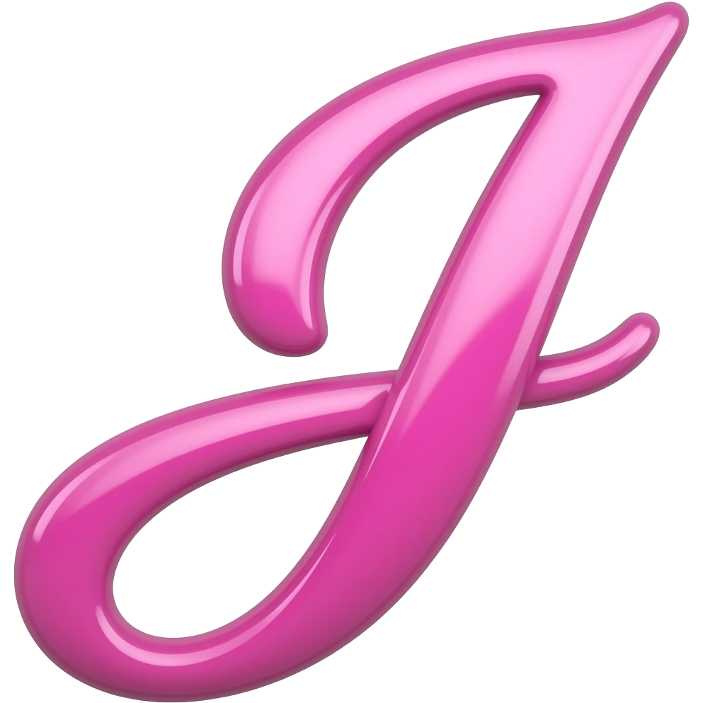 pink glossy letter uppercase j in a cursive style emoji