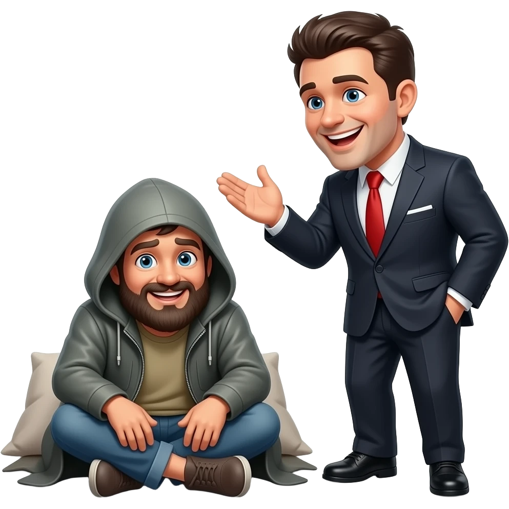 Богатий сміється над бомжом emoji