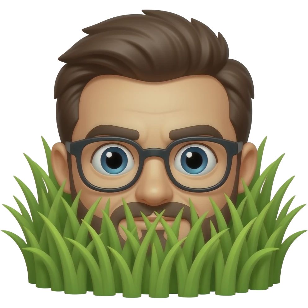 a mad hiding in grass emoji