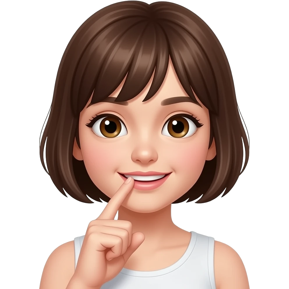 A girl biting their finger in a fun flirty way emoji