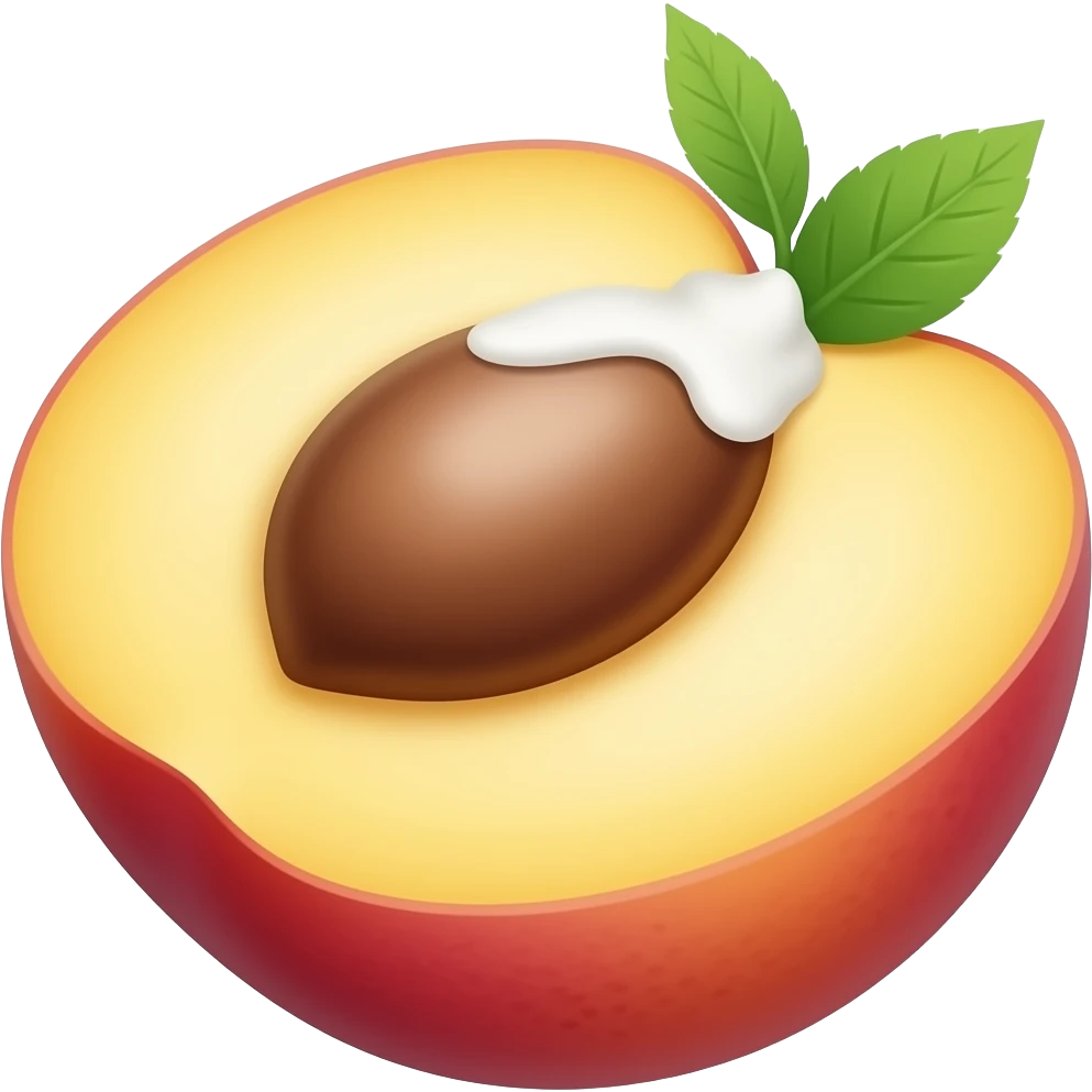 Peach half with white cream
 emoji
