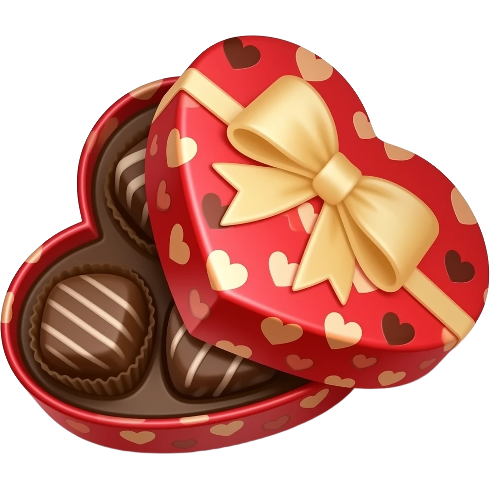 A valentine day heart box chocolate open with chocolates inside emoji