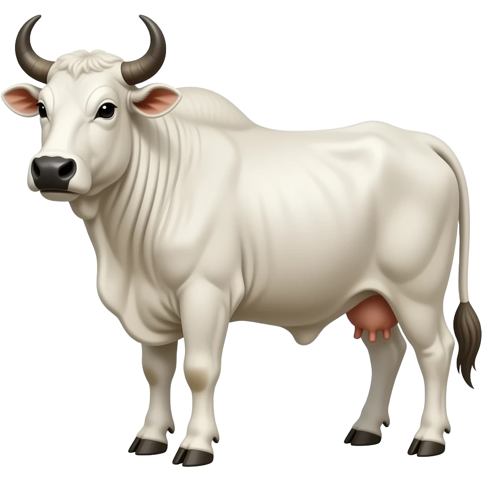 white male zebu bull, short corns emoji