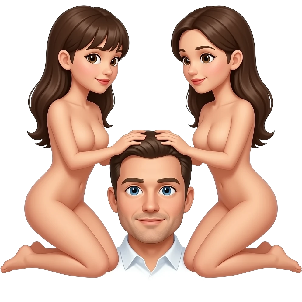 Naked women on knees straddling man’s head emoji
