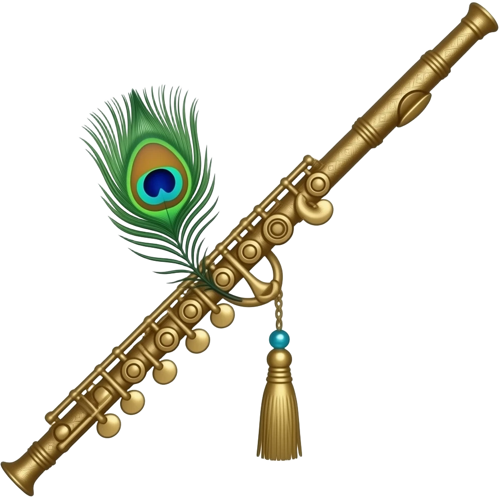 Flute with peacock feather emoji