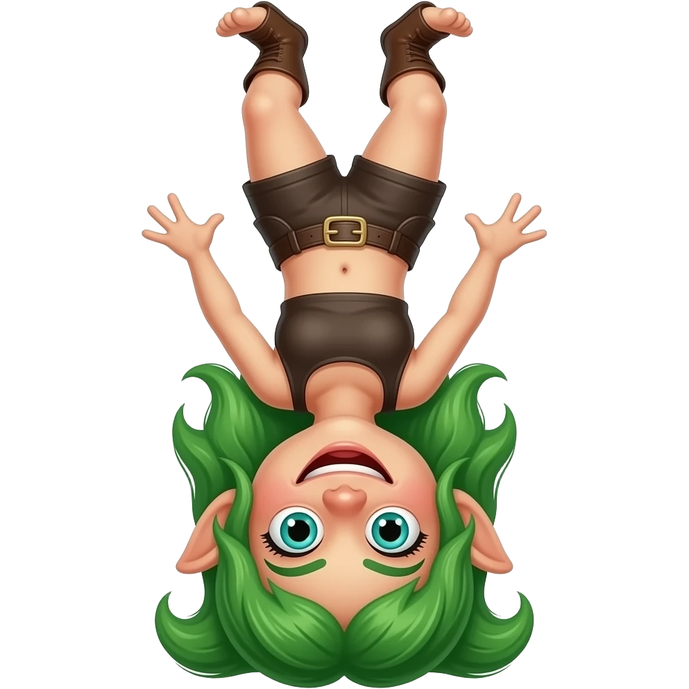 Funny face , go troll with green hair standing straight up on her head emoji